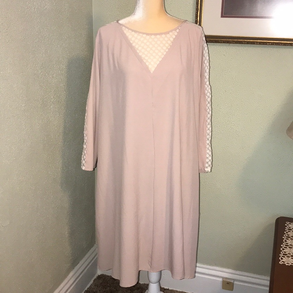 Styled by Joe Zee Blush Lace Sleeve Dress Size 2X